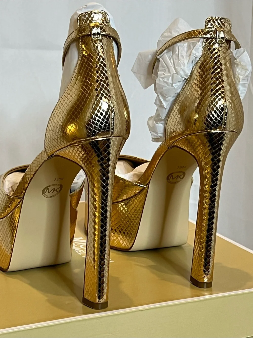 MICHAEL Michael Kors Martina Peep Toe Pump Embossed Snake Lthr Sz 10 MSRP $195